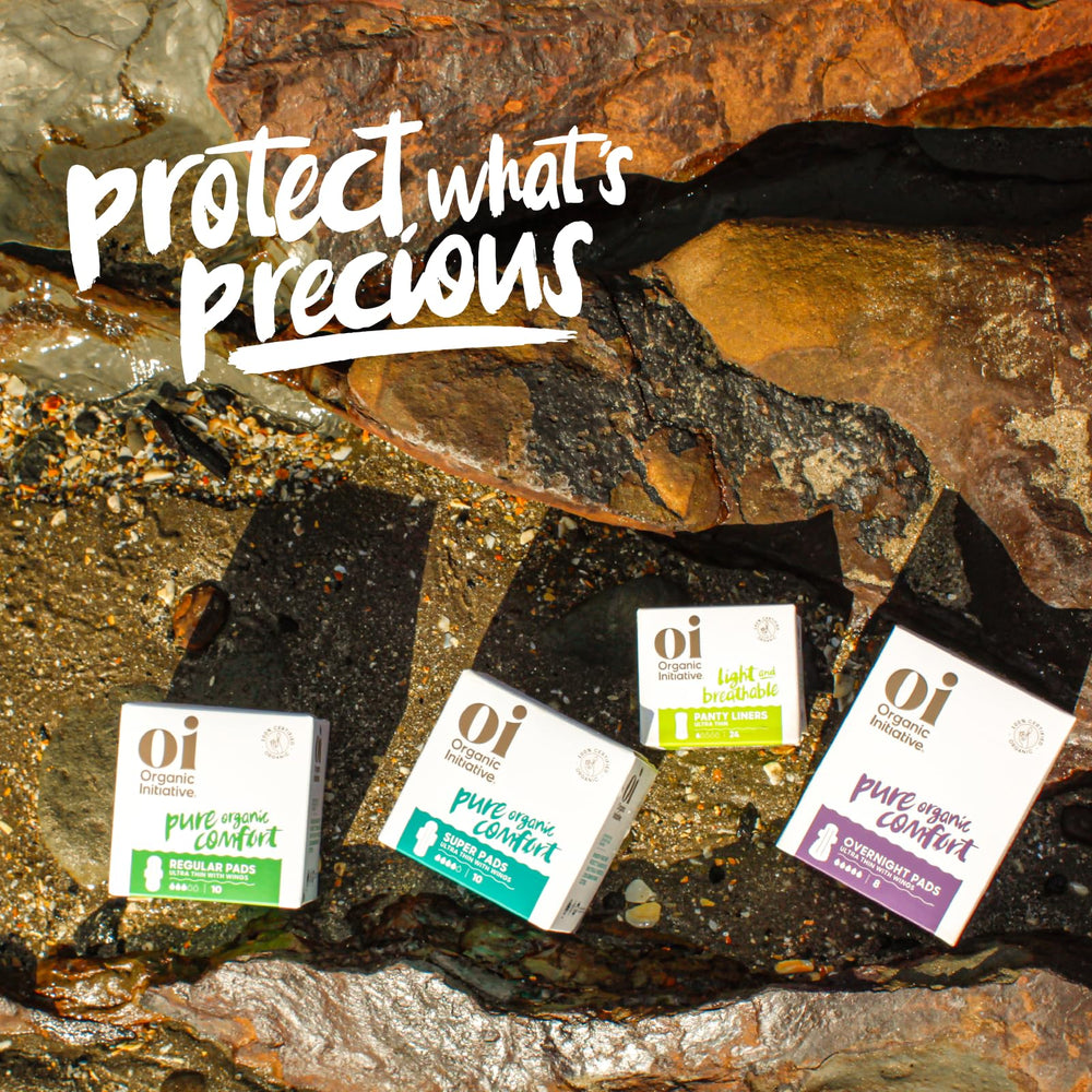 Oi l Organic Initiative biodegradable packaging closeup emphasizing eco-friendly disposal