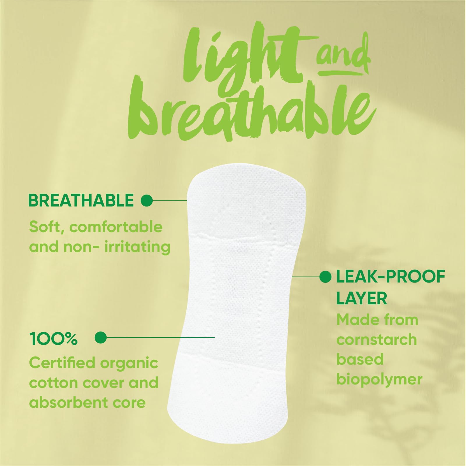Oi l Organic Initiative absorbent core closeup illustrating natural absorbency in action
