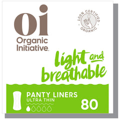 Oi l Organic Initiative ultra-thin pantyliner top layer closeup for gentle daily protection