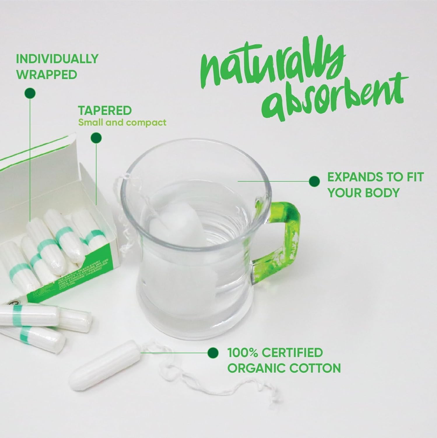 Oi tampons feature GOTS and BioGro certifications for ethical sourcing