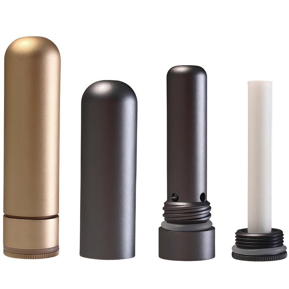 OiwMuOck gold metal nasal inhaler for durable, reusable aromatherapy on the go