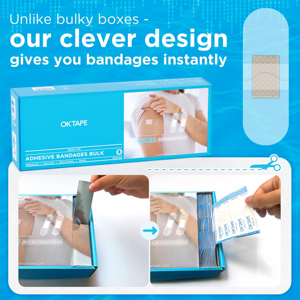 Sterile hypoallergenic OK TAPE bandages gentle on sensitive skin