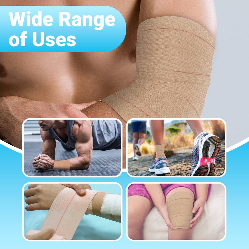 OK TAPE wrapped knee demonstrates immobilization with breathable comfort.