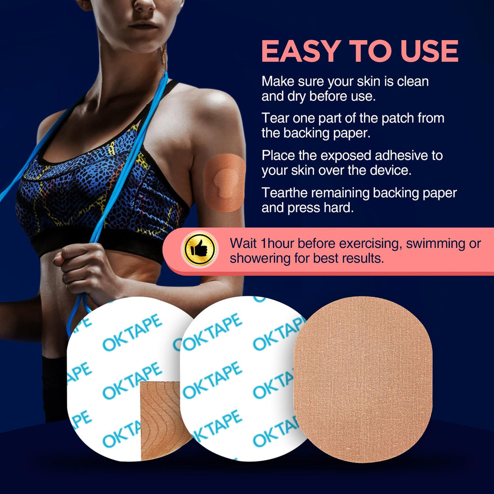 OK TAPE parches CGM fácil de aplicar, sin irritación.