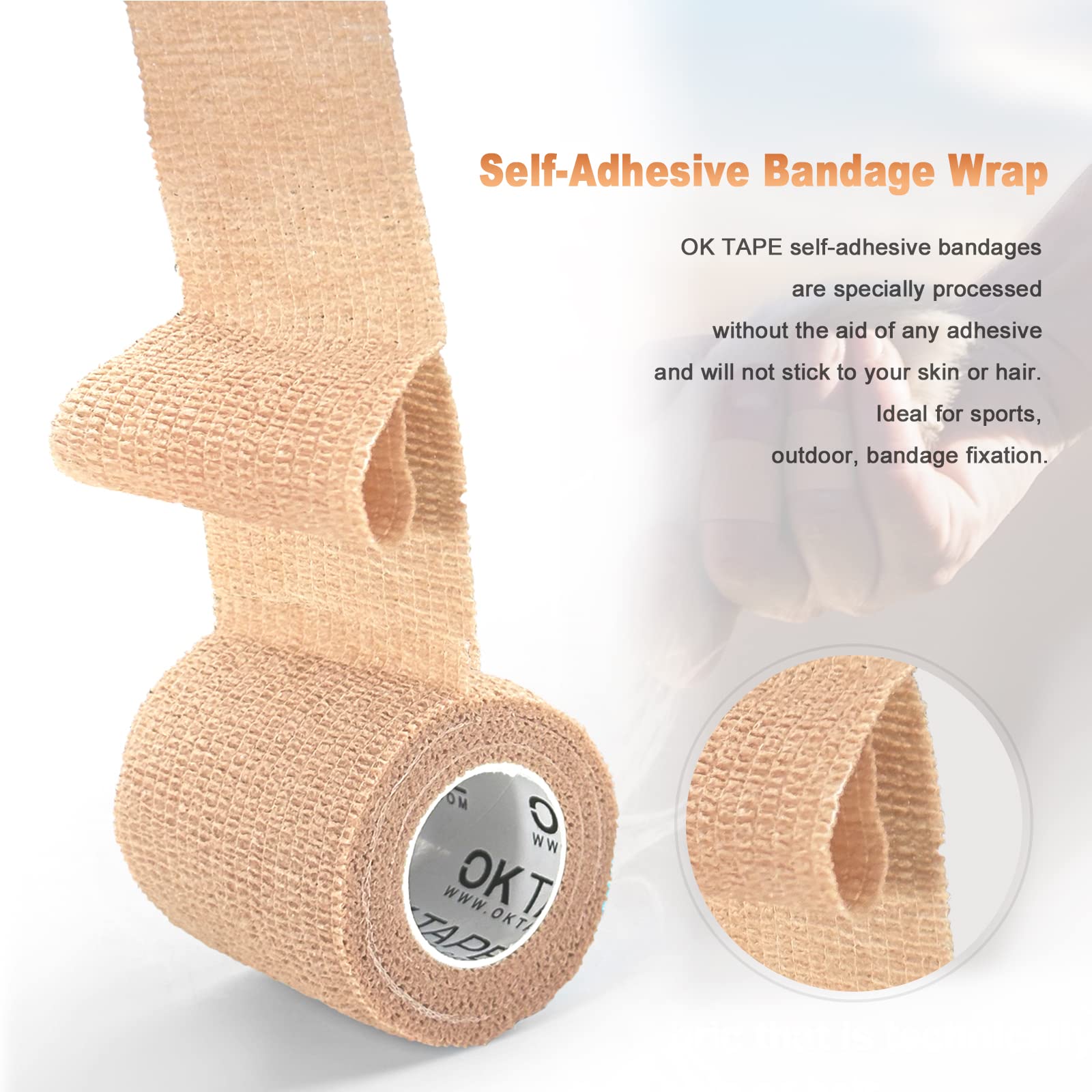 OK TAPE orange wrap stabilizes a wrist with comfortable hold.