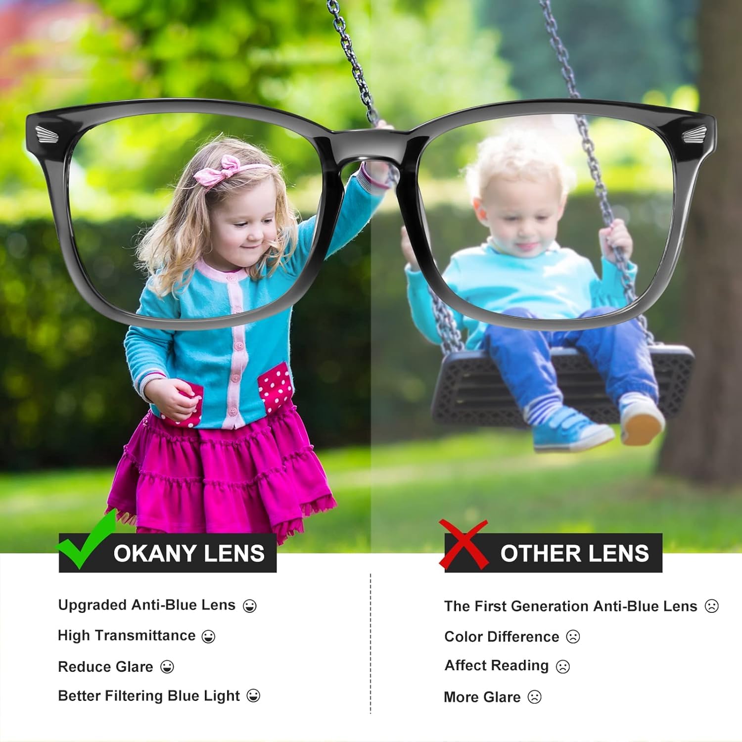 Okany aros TR90 ligeros para niños, resistencia y comodidad.