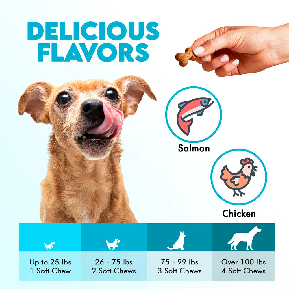 OKKÖBI Omega 3 chews chicken flavor appeal to dogs.