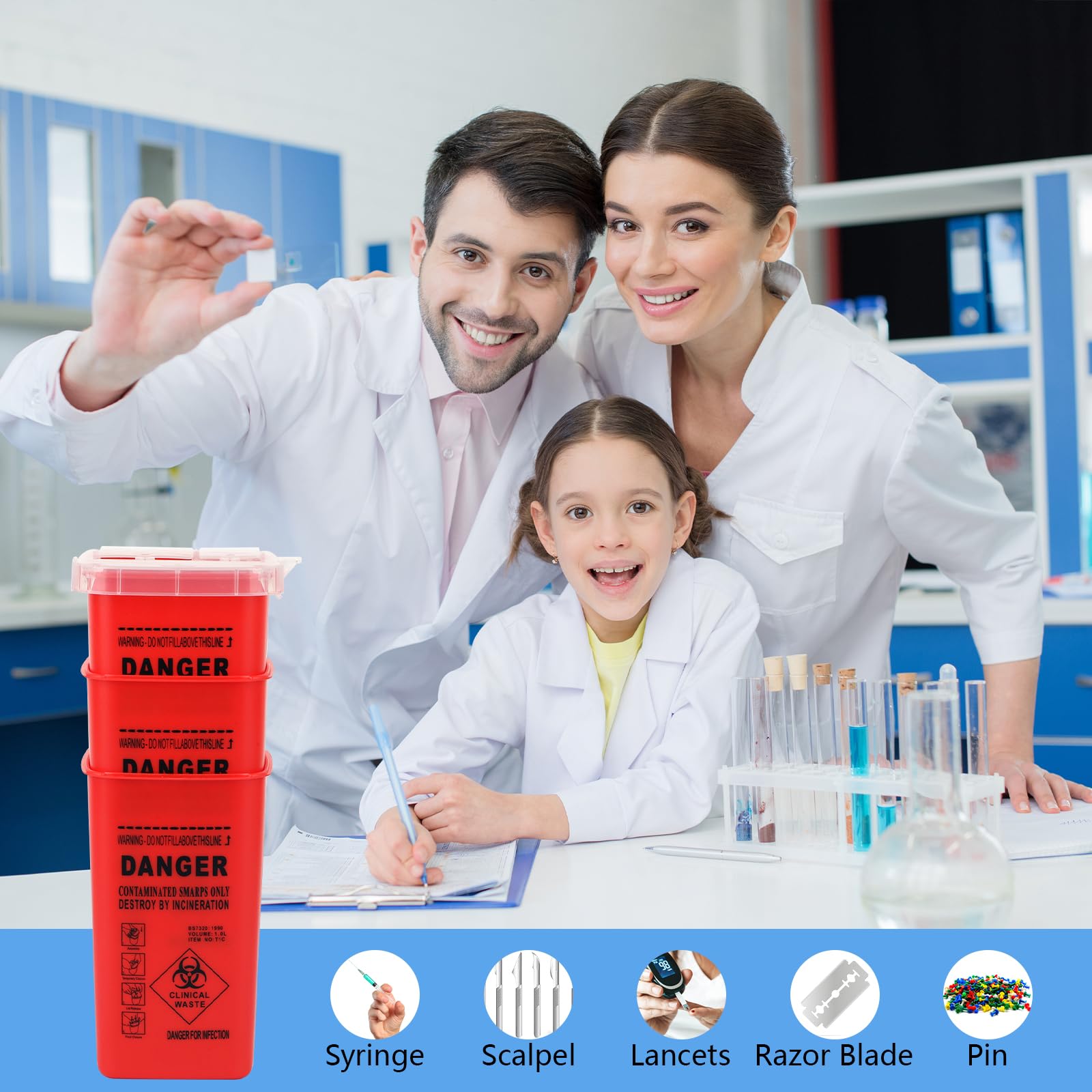 Okxiri portable sharps container ideal for travel and home safety.