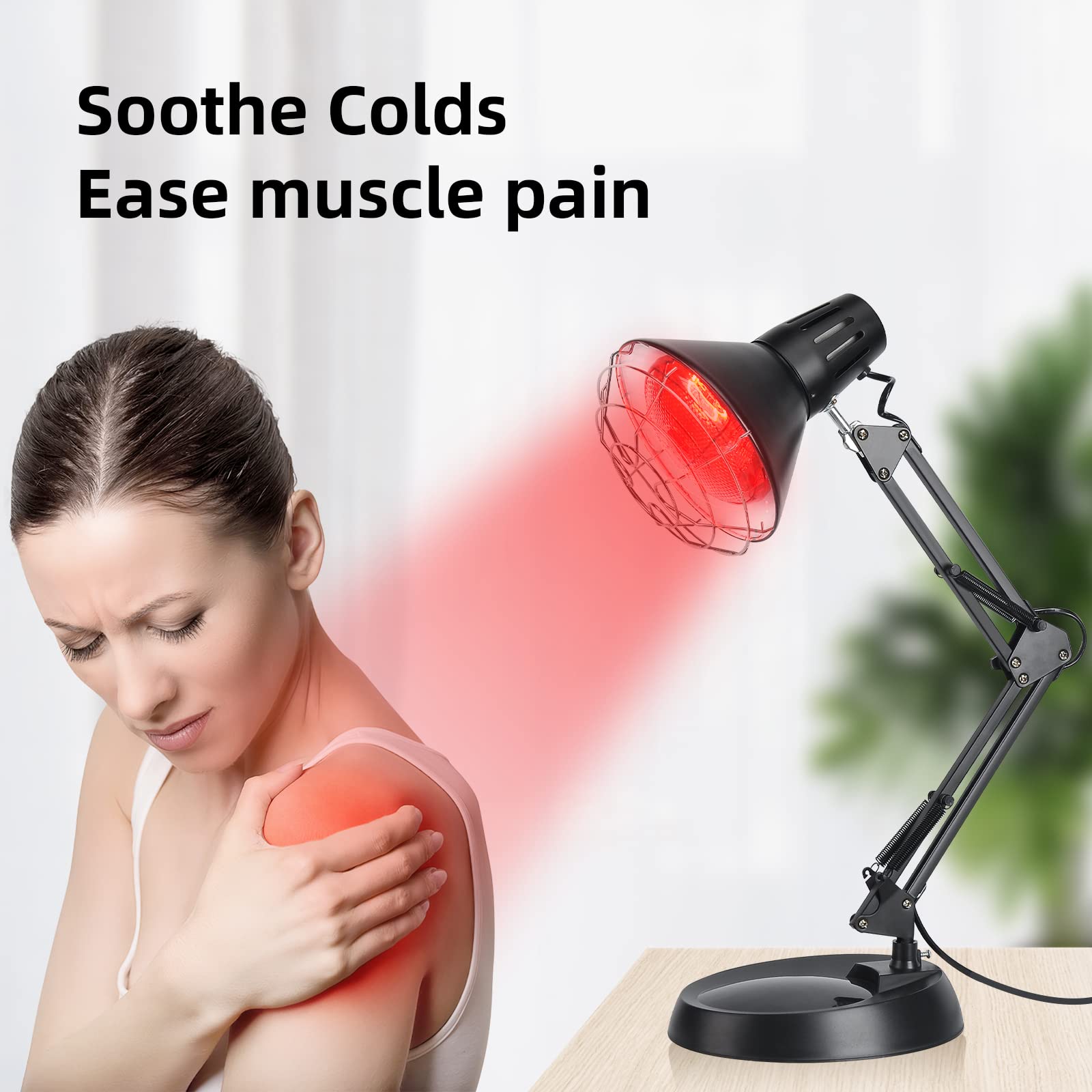 Okyna infrared lamp adjustable neck directs heat precisely.
