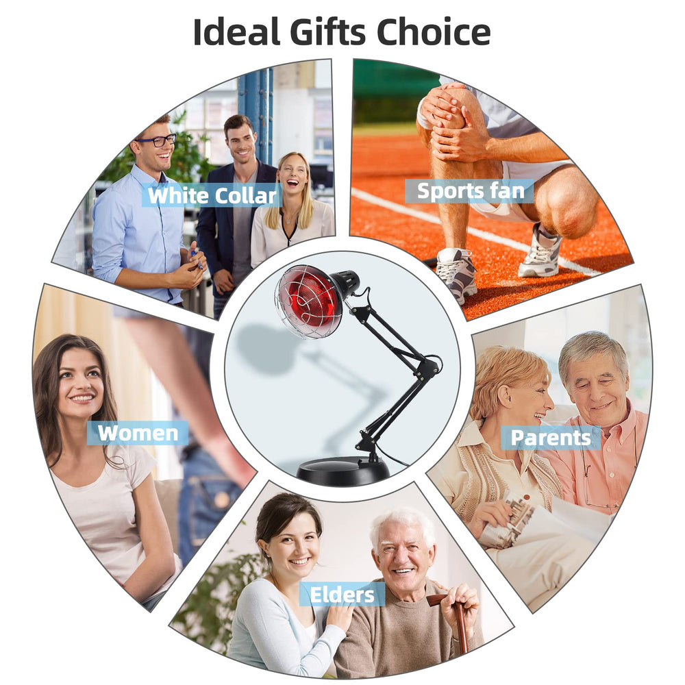 Okyna infrared lamp supports back and shoulder warmth during use.