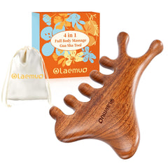 Olaemuo 4 in 1 Gua Sha tool for face with sandalwood finish for gentle facial massage