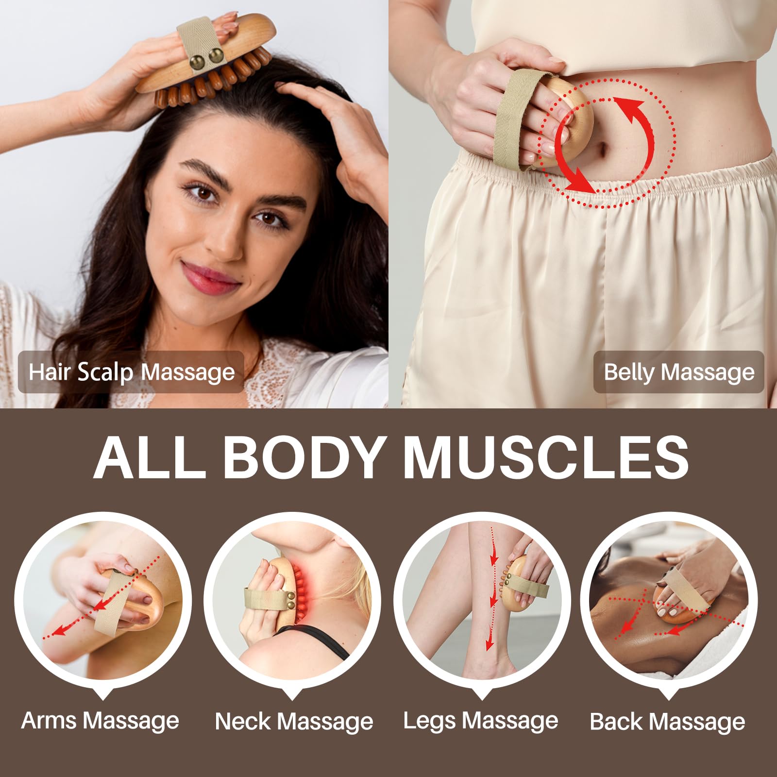Olaemuo air cushion wood massage brush provides gentle touch for enhanced massage effect