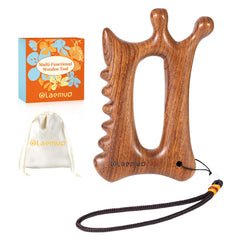 Olaemuo face gua sha tool with smooth wood for gentle facial contouring and lymph support.