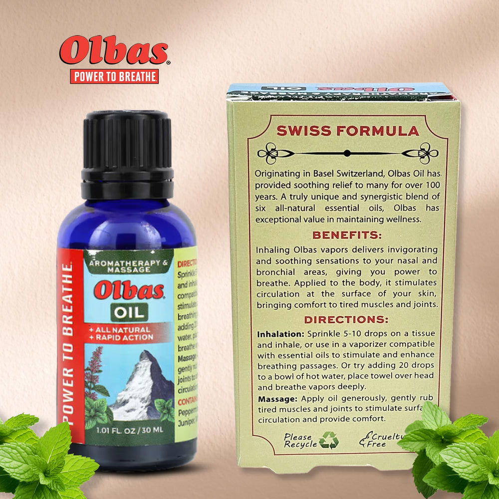 Olbas Aromatherapy setup with diffuser scene for calming ambiance.