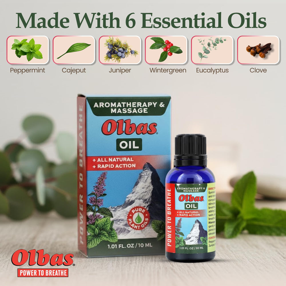 Olbas Massage Oil in hand during a calm massage session for tension relief.