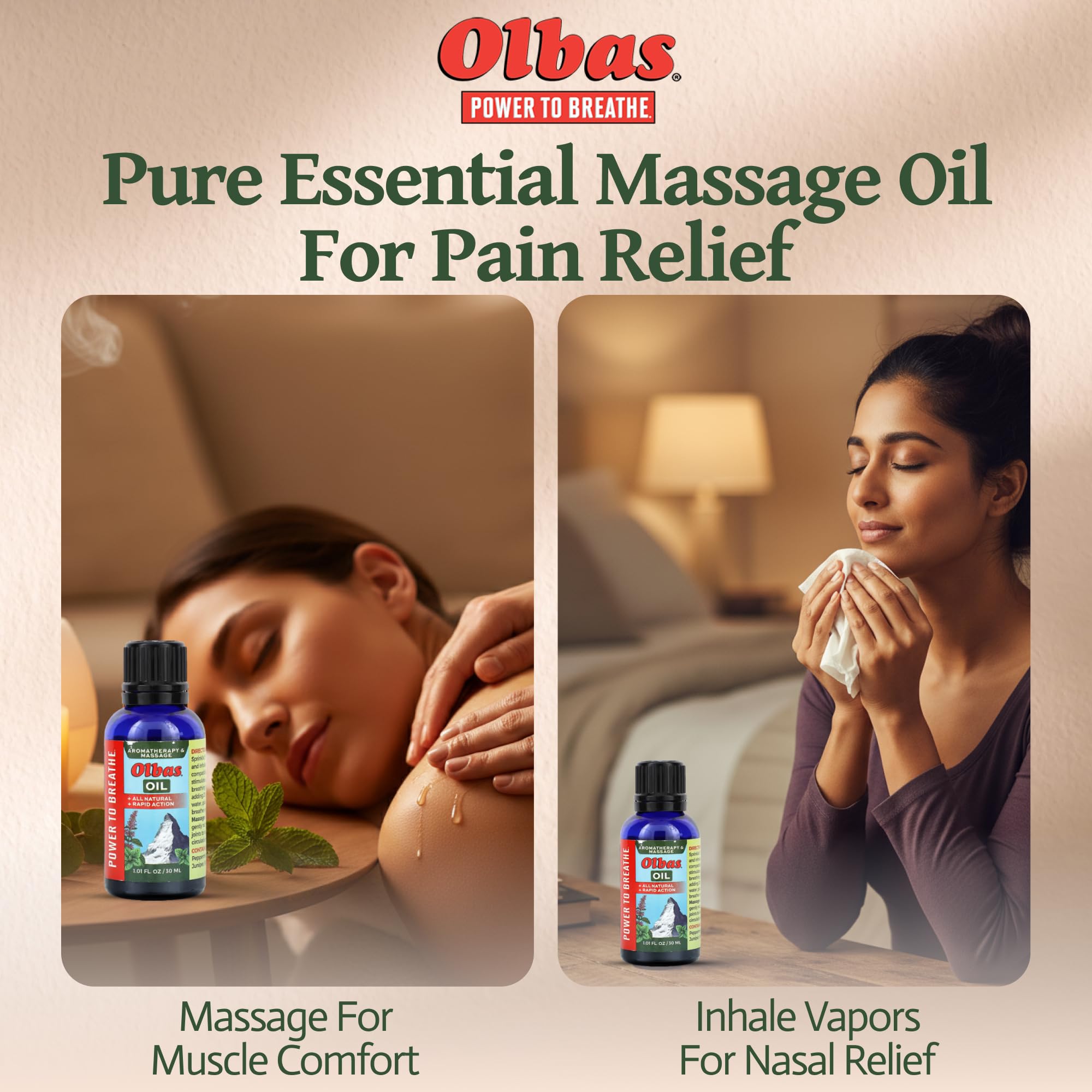 Olbas Massage Oil applied to shoulder for targeted muscle comfort.