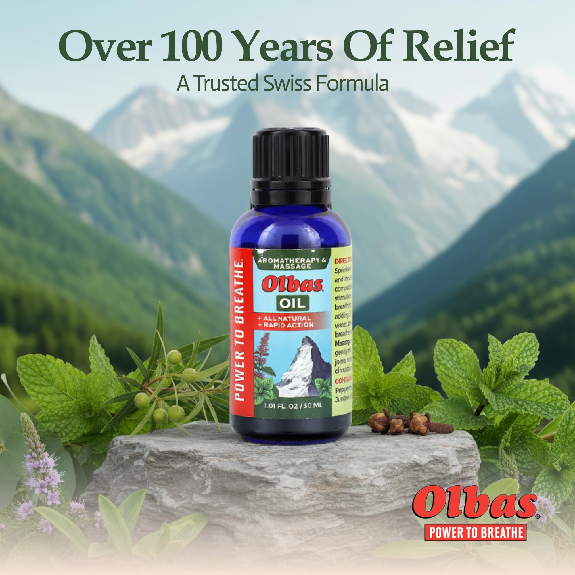 Olbas Massage Oil on spa counter with relaxing setup.