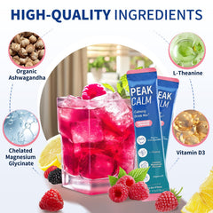 OLELON Peak Calm vitamin D3 icons highlighting wellness ingredients