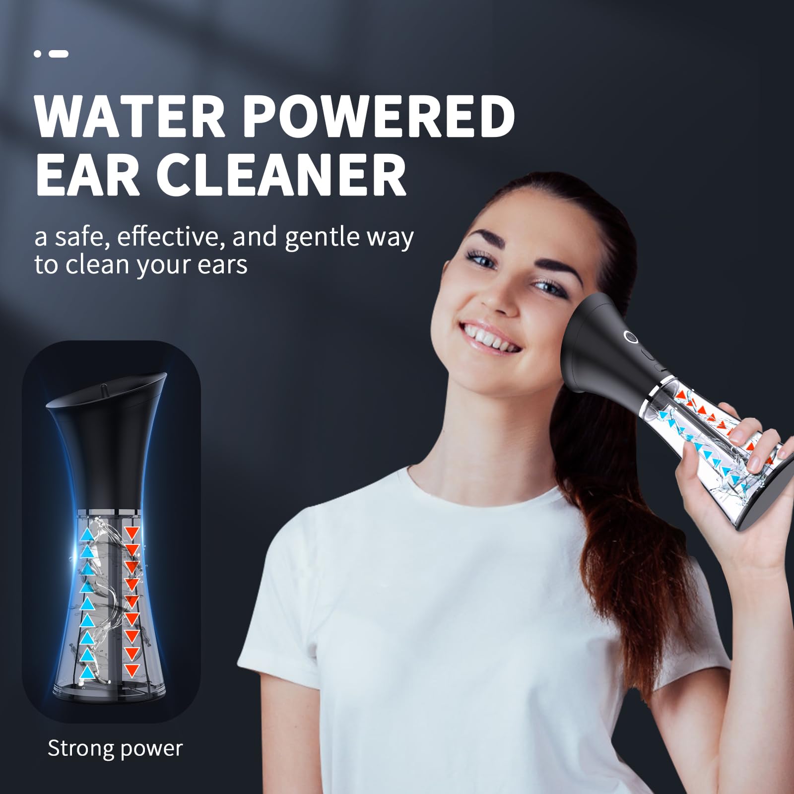 Oleswer device demonstrates four pressure settings for customizable flushing.