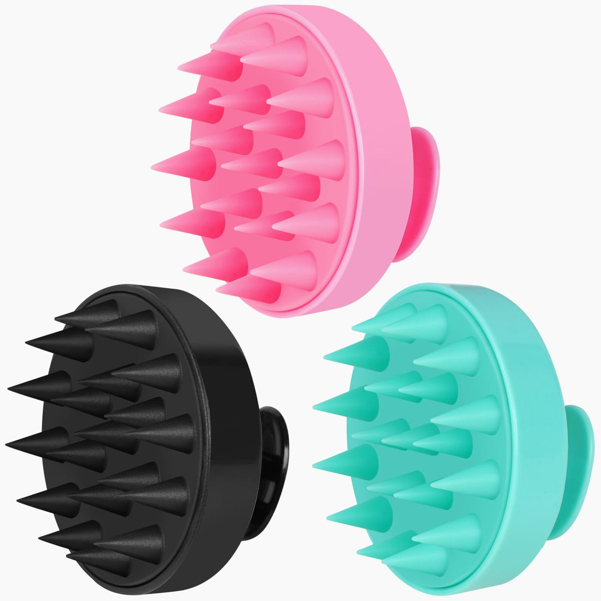 Oligei scalp massager three-pack with soft silicone bristles for gentle cleansing