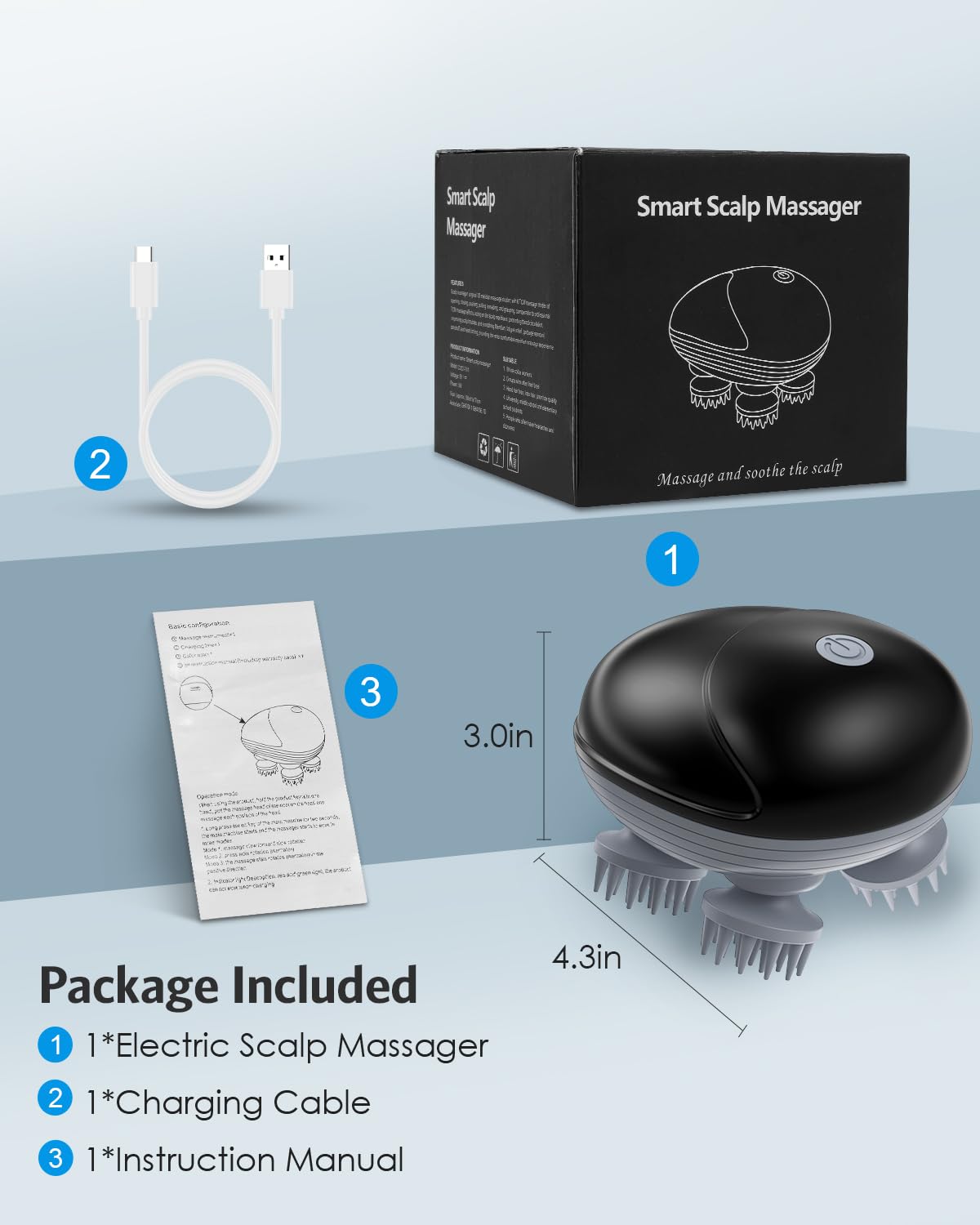 Olipiter massager compact size on table ready for charging