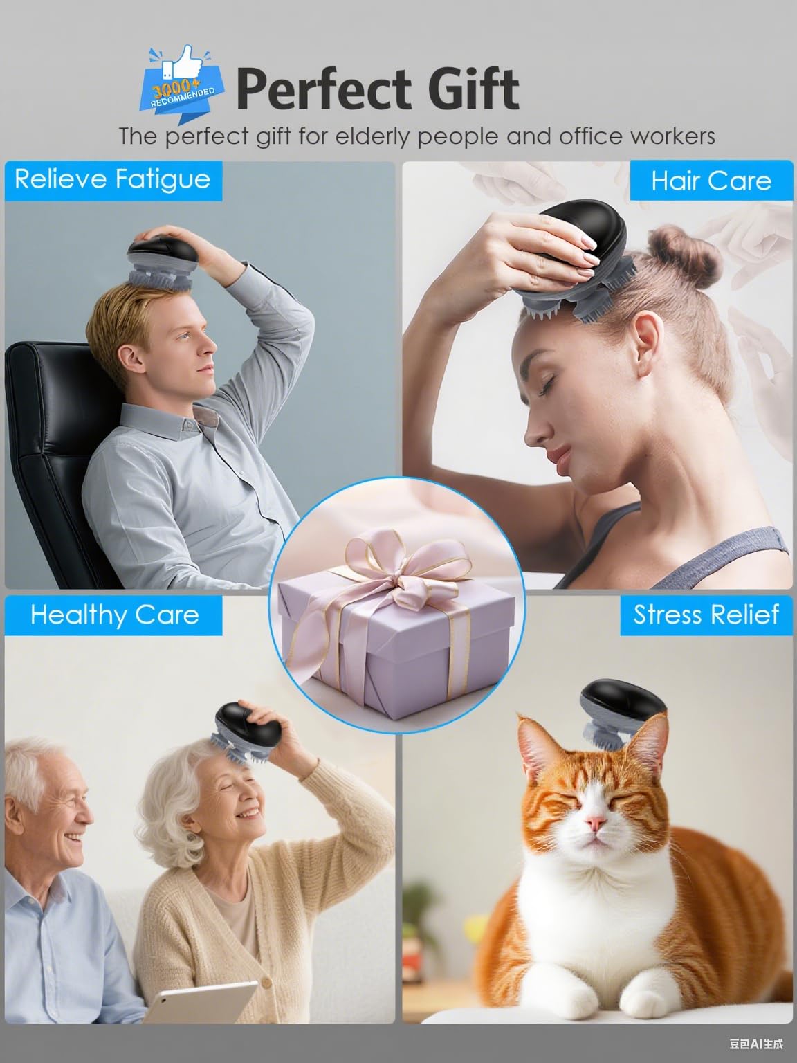 Olipiter massager in use with cat during cuddle session for calmness