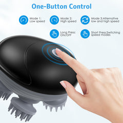 Olipiter massager rear view highlighting cordless design and USB charging