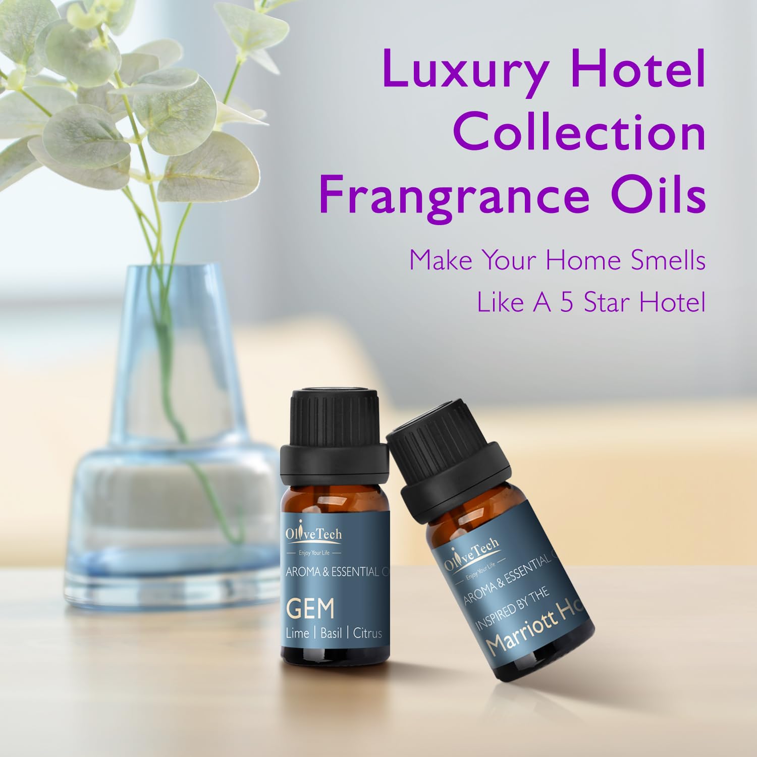 Hotel Collection oils highlight clean ingredients and premium fragrance.