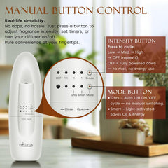 OliveTech hotel-diffuser in bedroom creates a calm, inviting atmosphere.