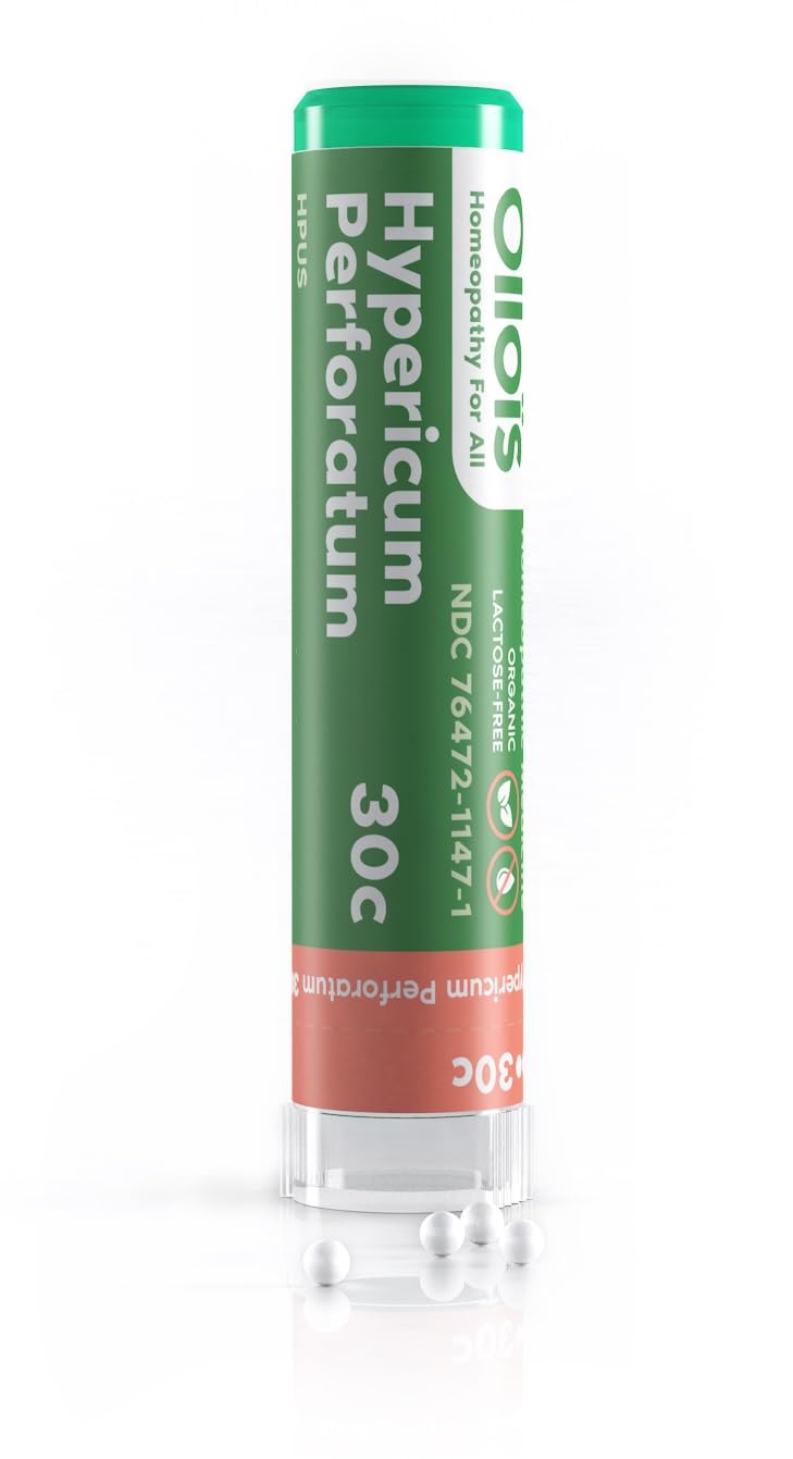OLLOÏS Hypericum Perforatum 30C tube shown for organic lactose-free homeopathic option and nerve support.