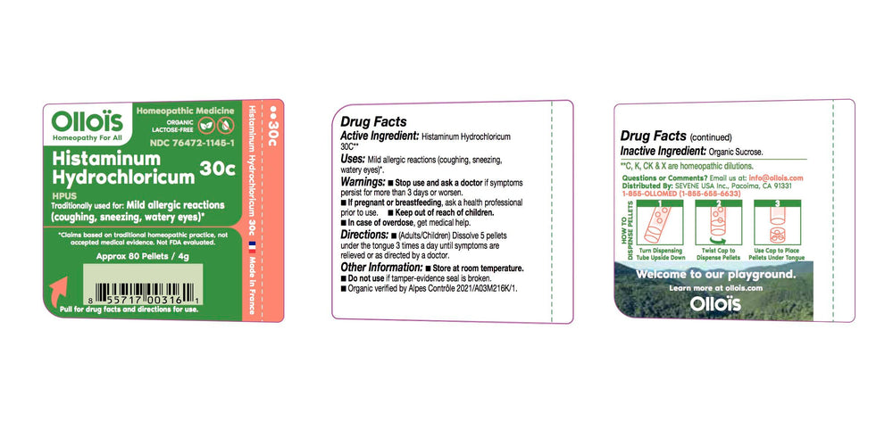OLLOÏS Histaminum Hydrochloricum 30C packaging showing organic, lactose-free single medicine