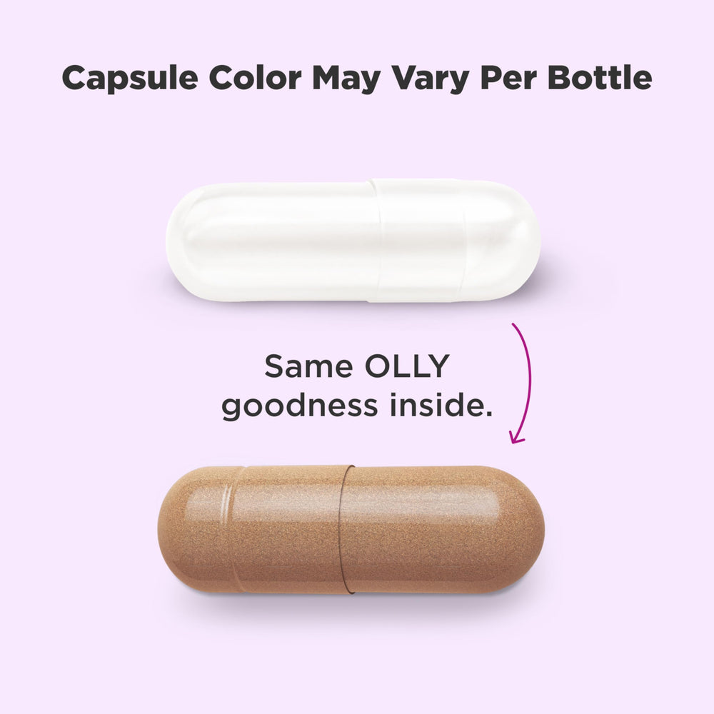 OLLY Combat Cravings capsules pour illustrating easy daily intake for cravings support.
