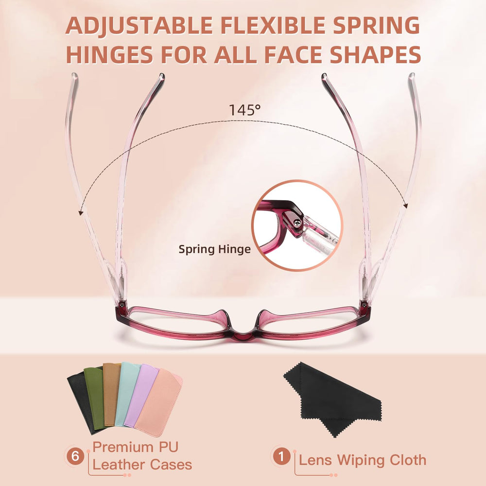 Six PU leather cases with OLOENBN glasses for organized storage.