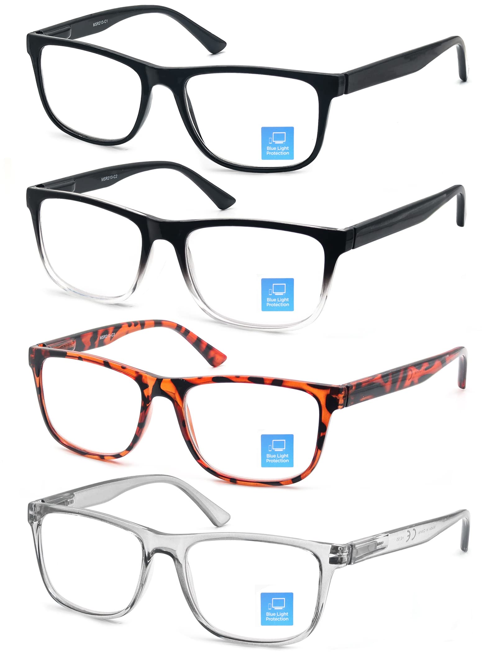 OLOMEE blue light reading glasses with oversized square frames for all-day comfortable wear.