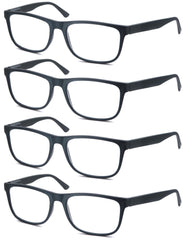 OLOMEE matte black reading glasses front view with oversized frames for men