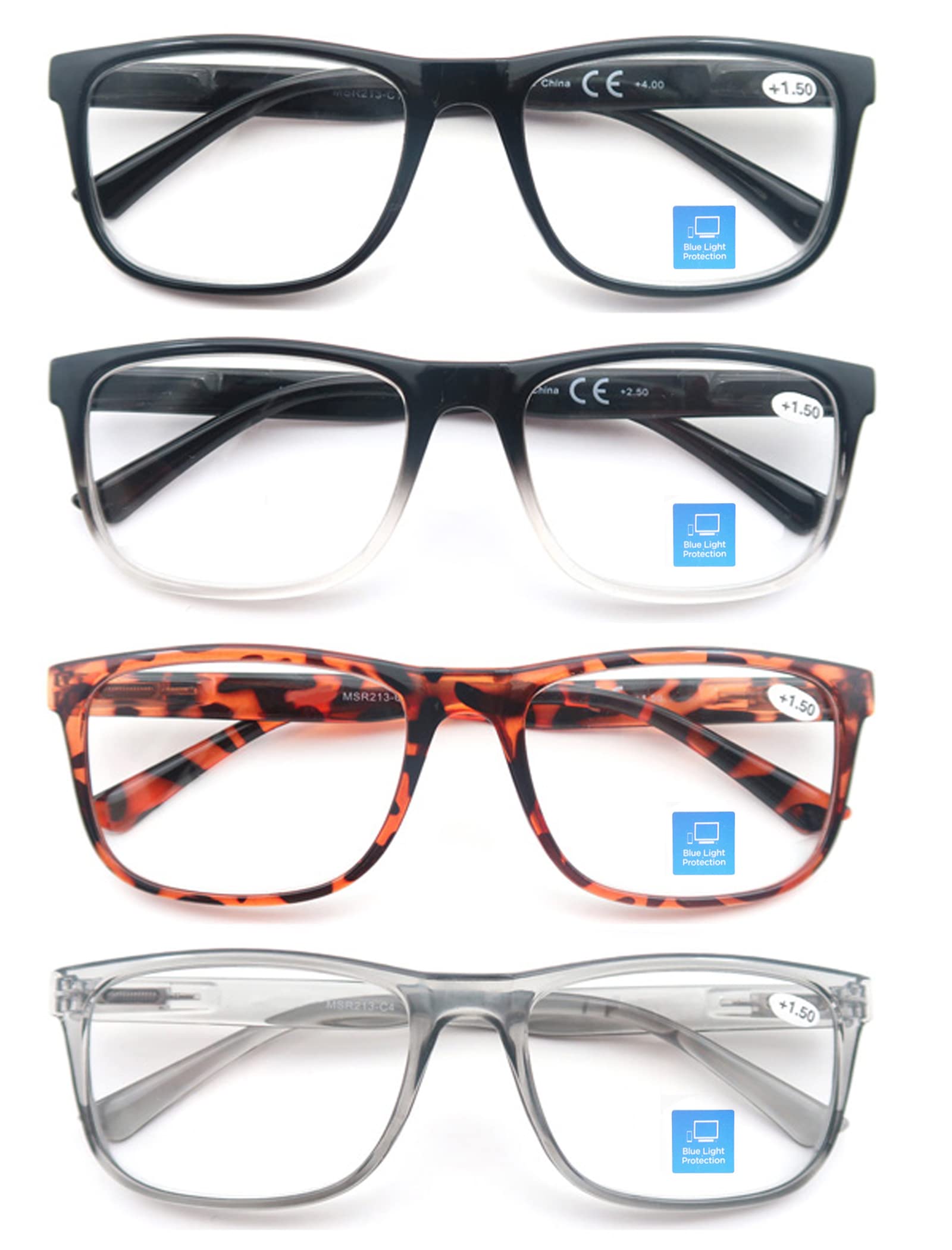 OLOMEE men's large square readers side view for big heads