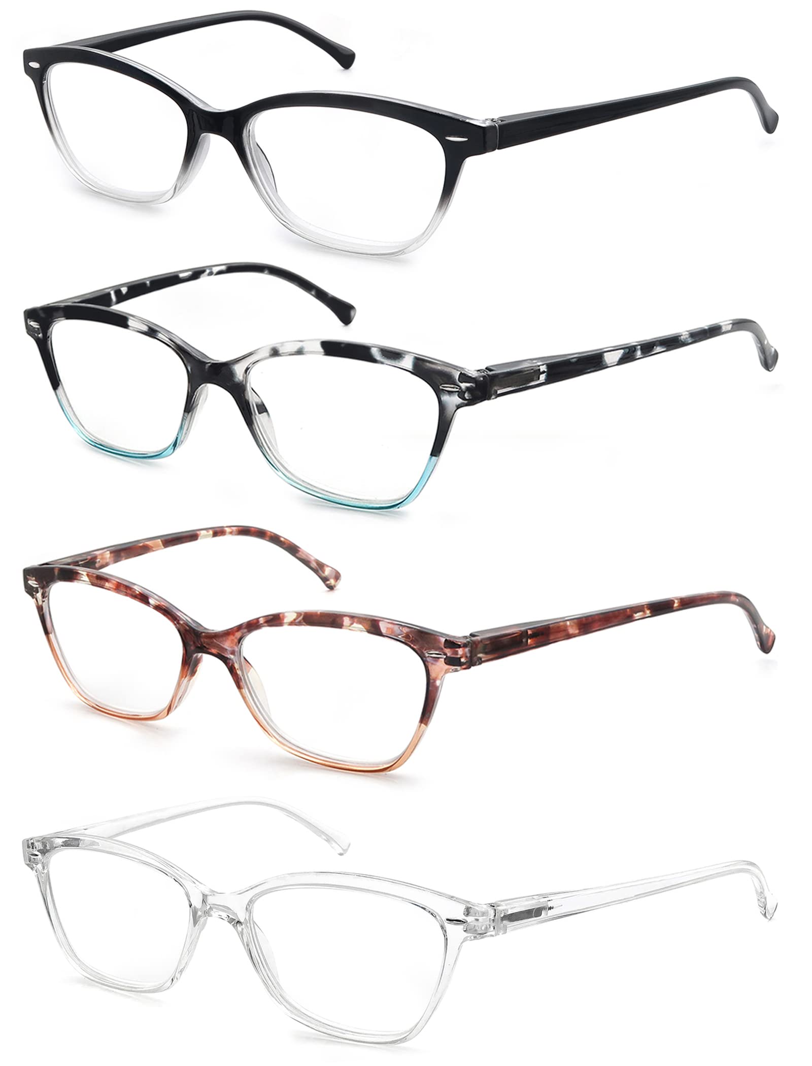 OLOMEE women's reading glasses pack four lightweight frames for versatile use