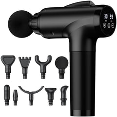 OLsky massage gun with nine attachments for full-body muscle relief.