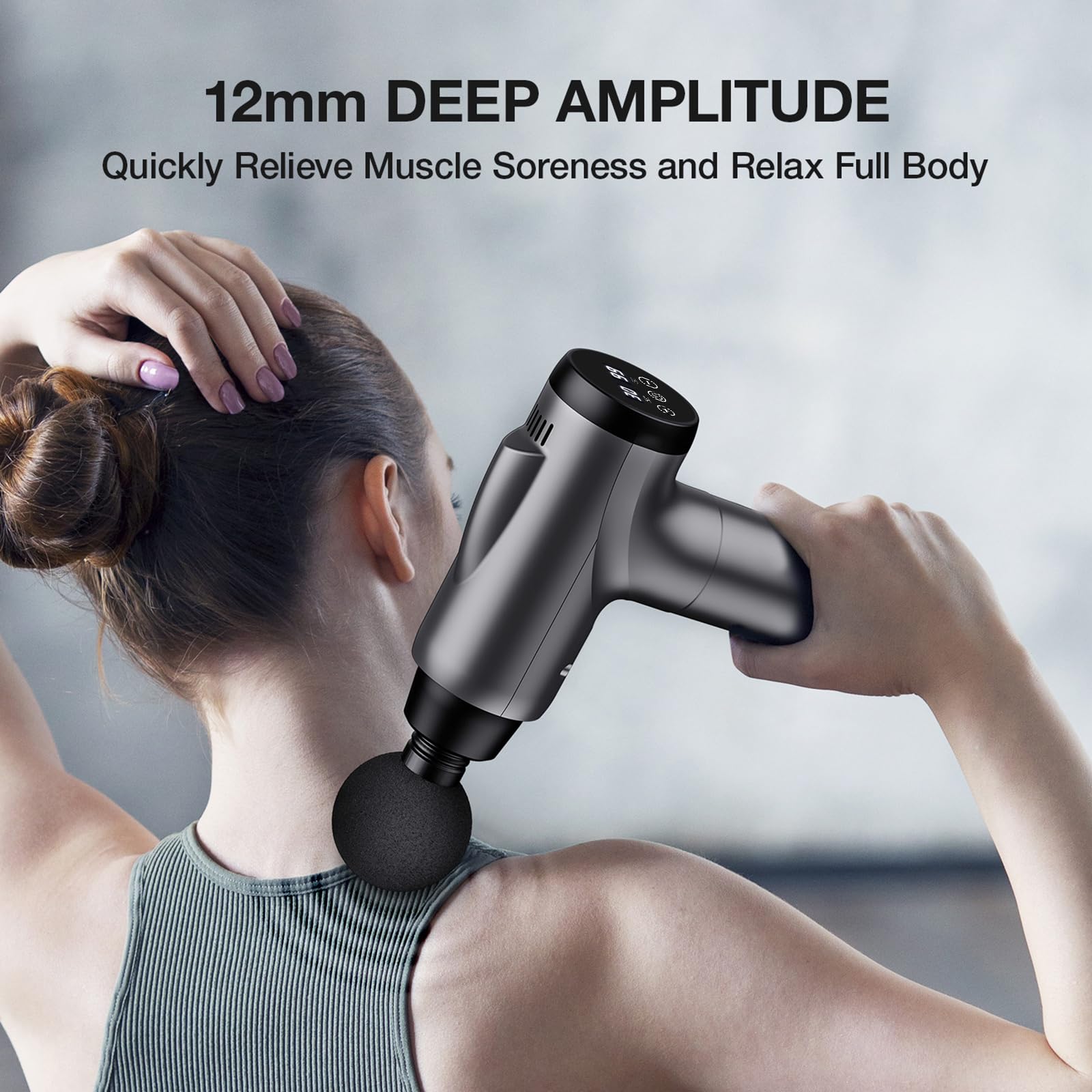 OLsky massage gun features rechargeable battery for extended use.