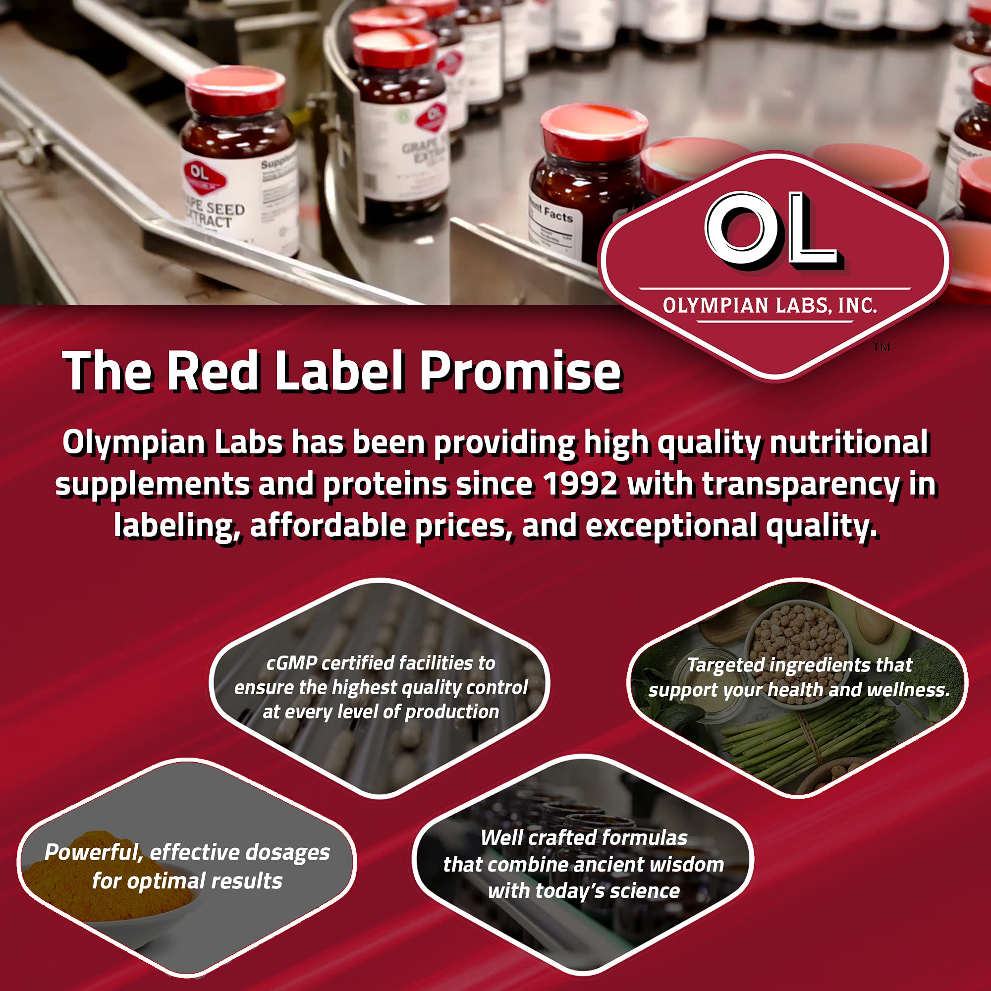 Olympian Labs bottle with safety seal signals quality and freshness