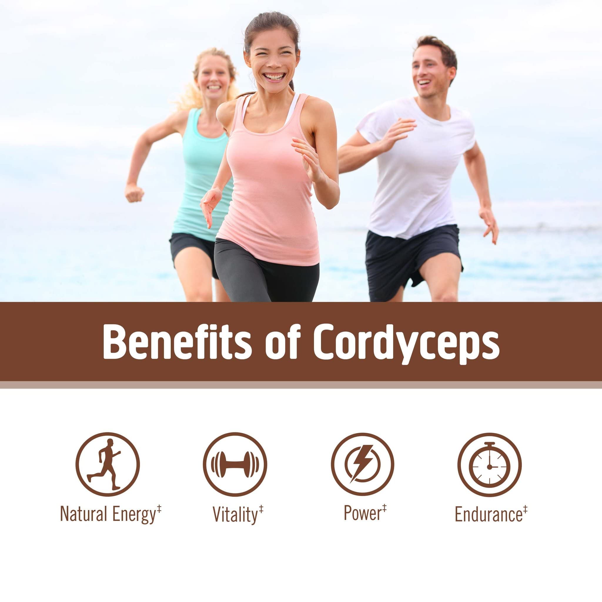OM Mushroom Cordyceps powder in shaker bottle for natural endurance support