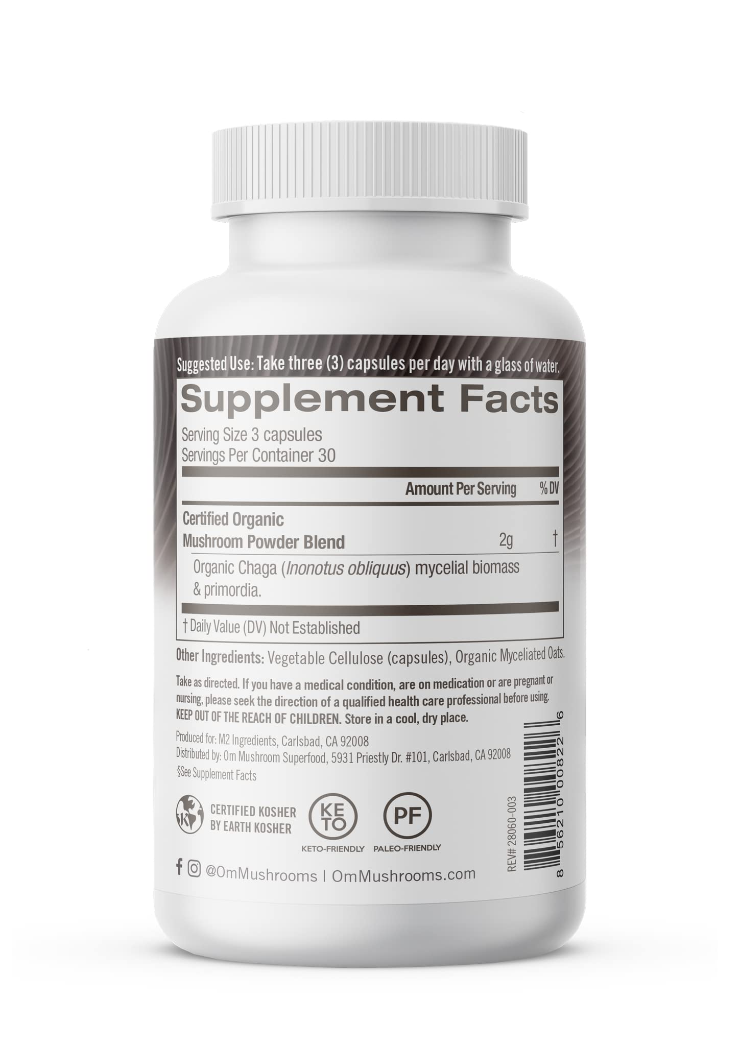 OM Mushroom Superfood daily dosed capsules arranged for travel use