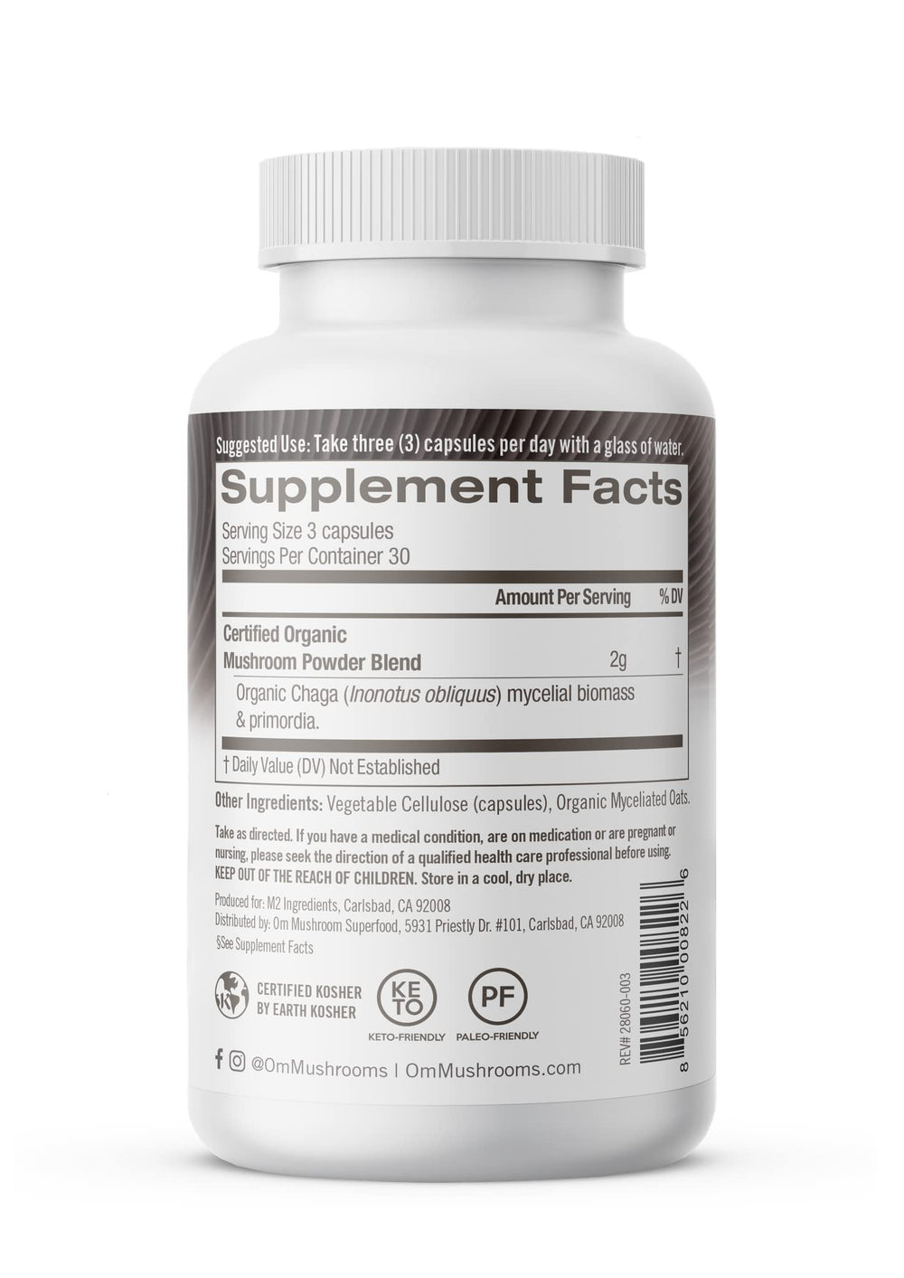OM Mushroom Superfood daily dosed capsules arranged for travel use