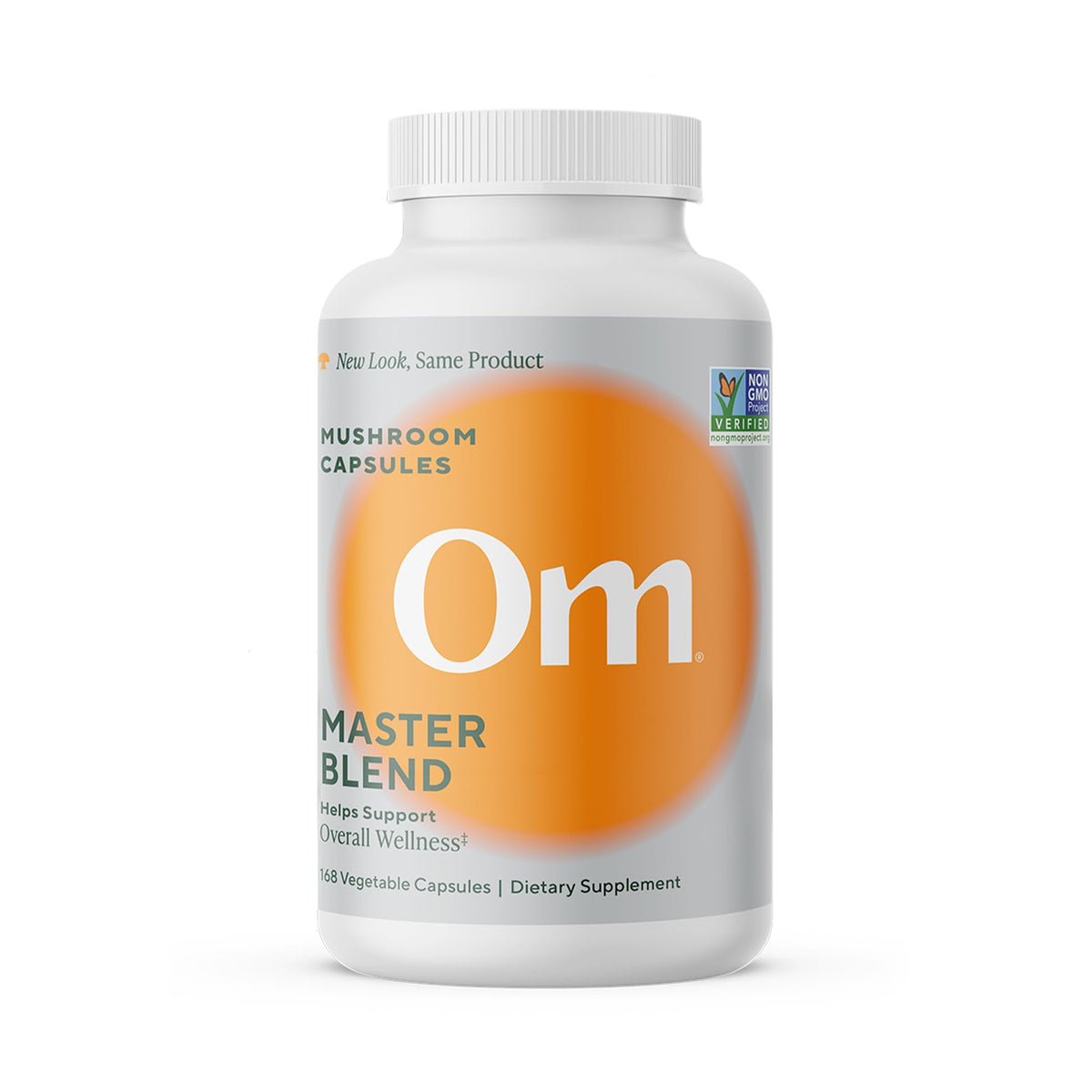 OM MUSHROOM MASTER BLEND bottle front supports daily immune health