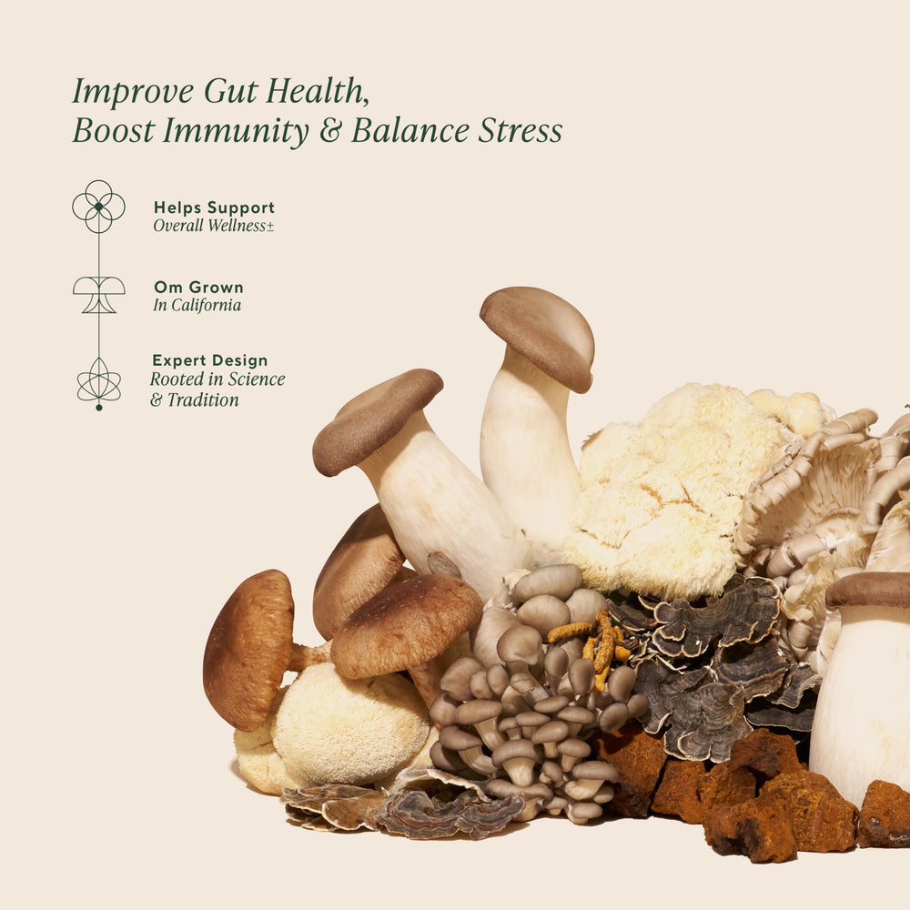 OM Mushroom Master Blend pour into coffee reveals a smooth, earthy boost for your morning.