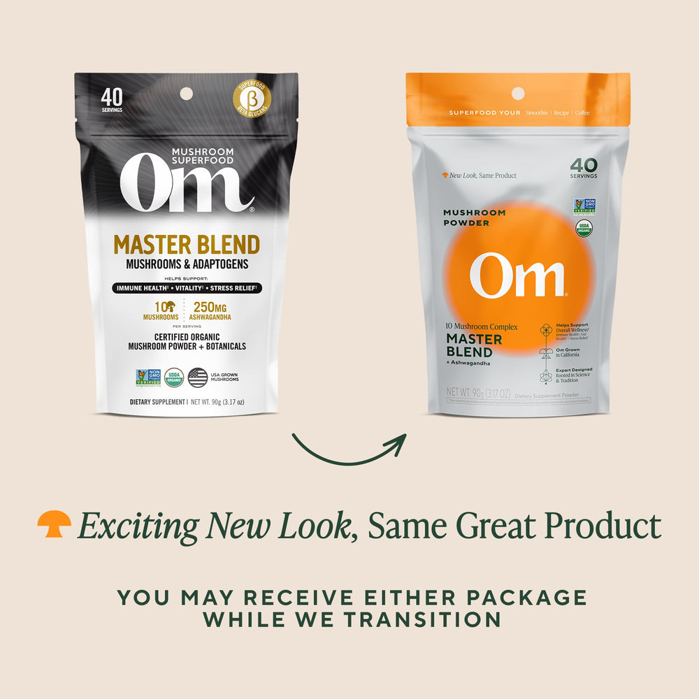 OM Mushroom Master Blend recipe card ideas spark simple ways to enjoy it.