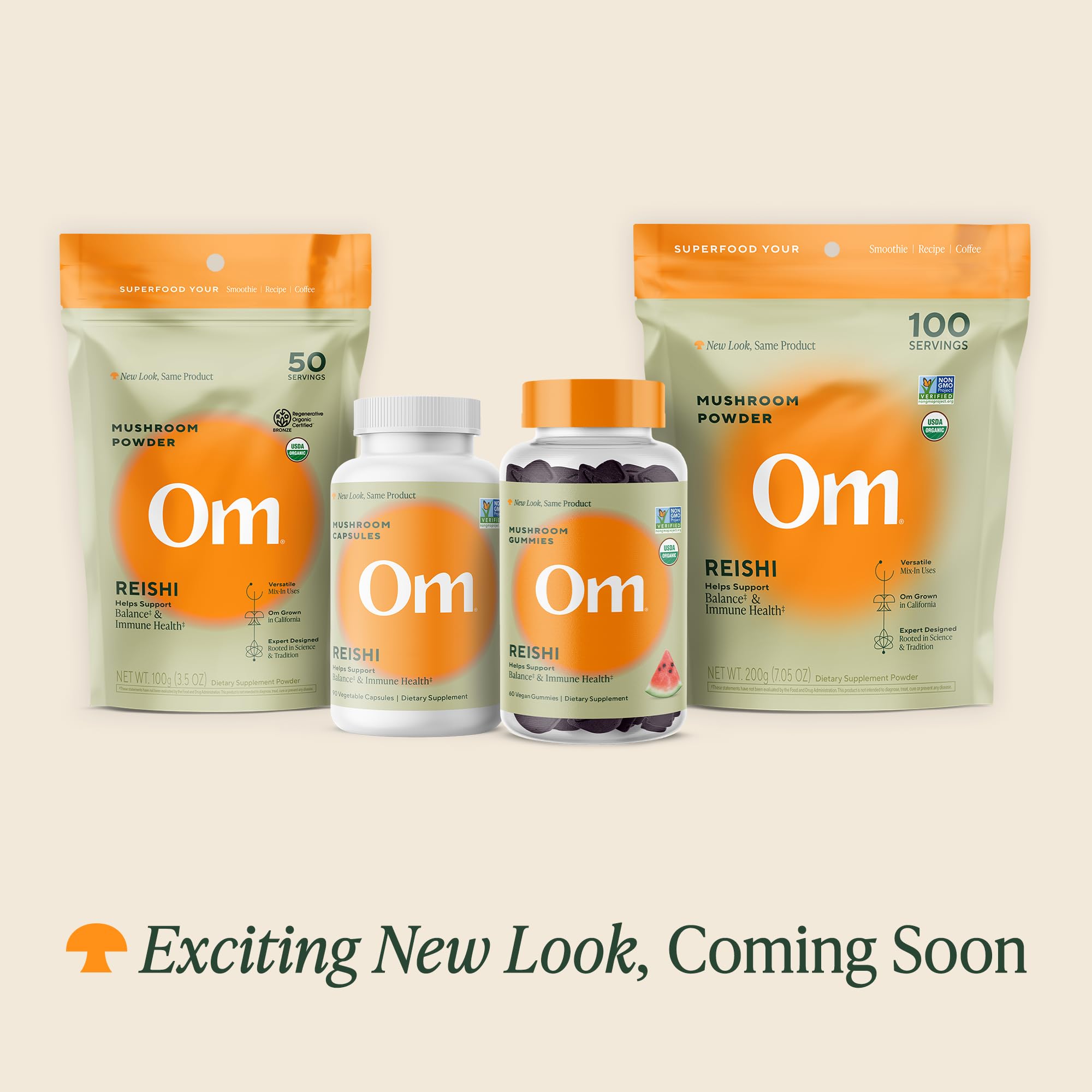 Reishi organic powder container highlighting whole-food mushroom.