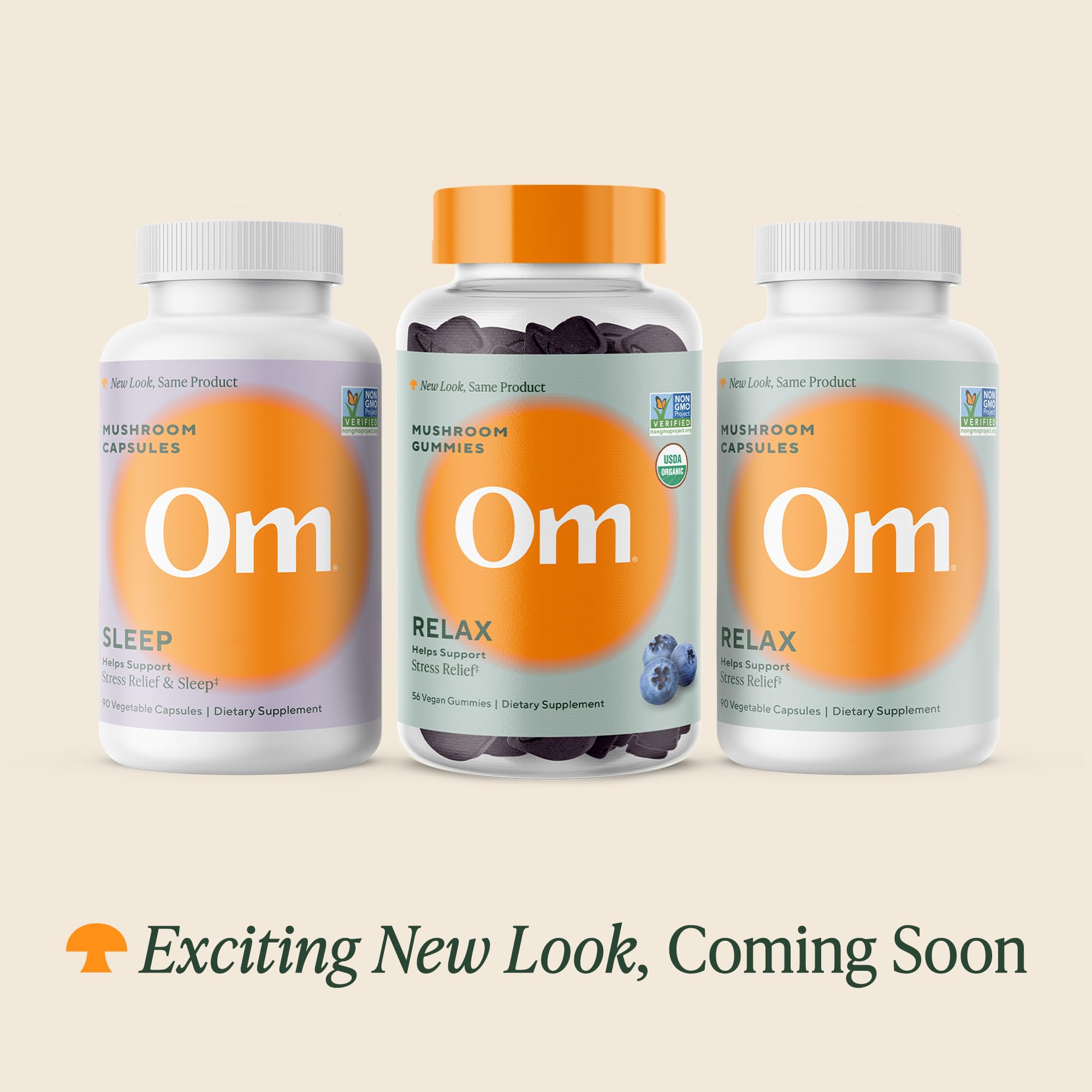 Close-up of OM MUSHROOM RELAX Gummies texture and blueberry flavor