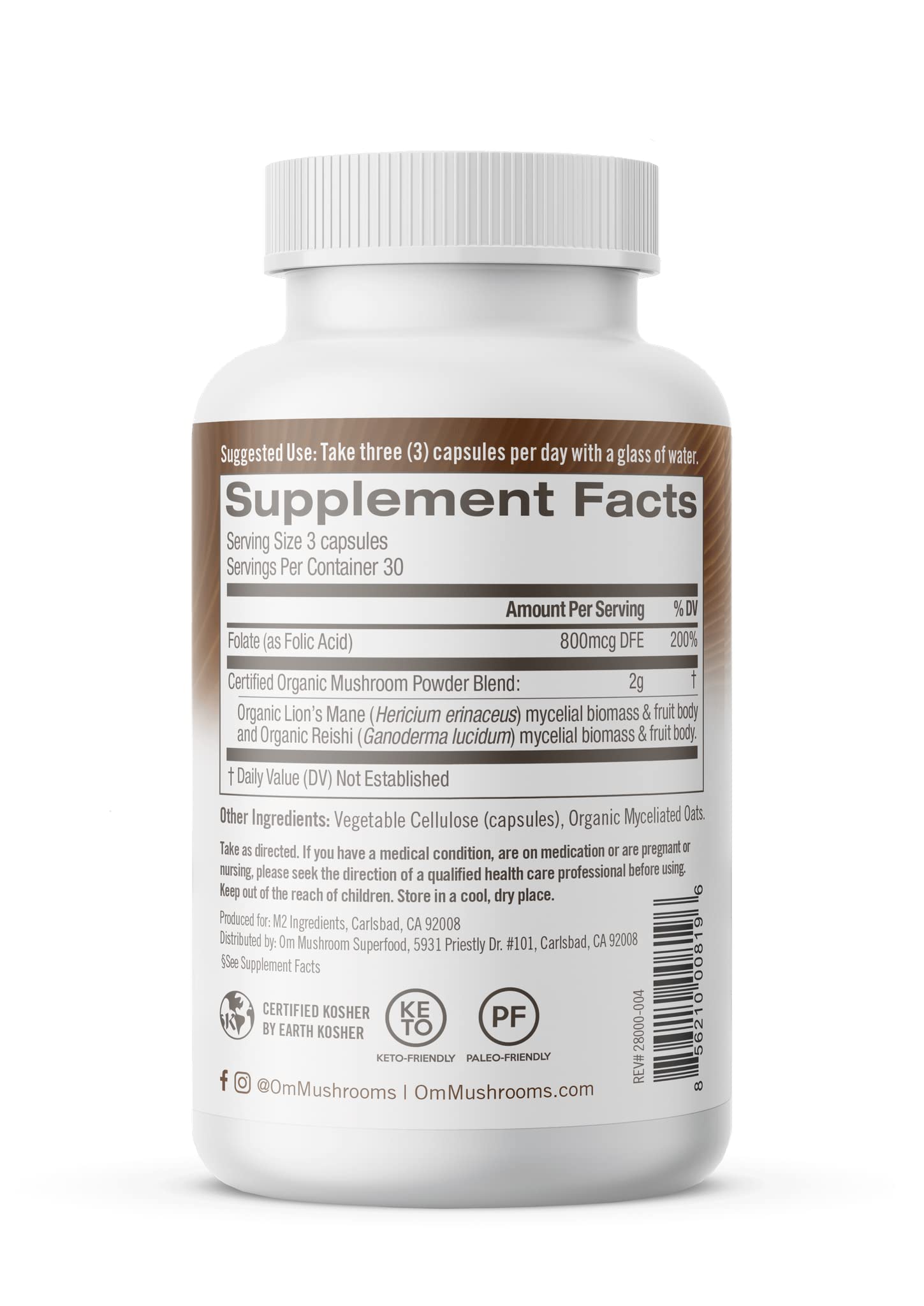 Full-spectrum mushroom blend with both mycelium and fruiting body.