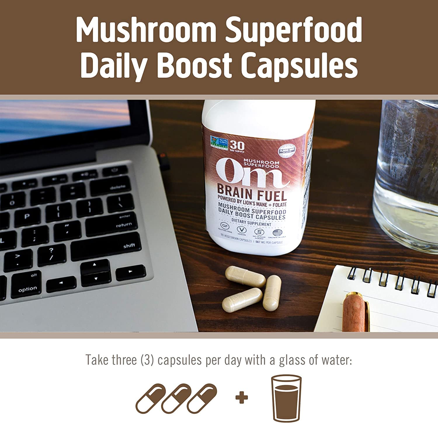 USA grown OM Mushrooms packaging highlighting quality origin.